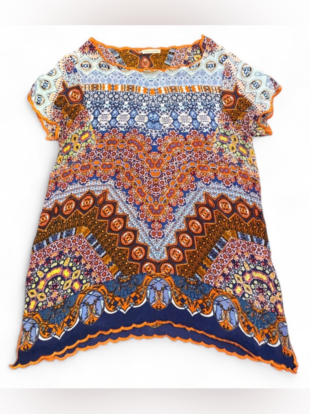Soft Surroundings Boho Patchwork Print Tunic Top Medium